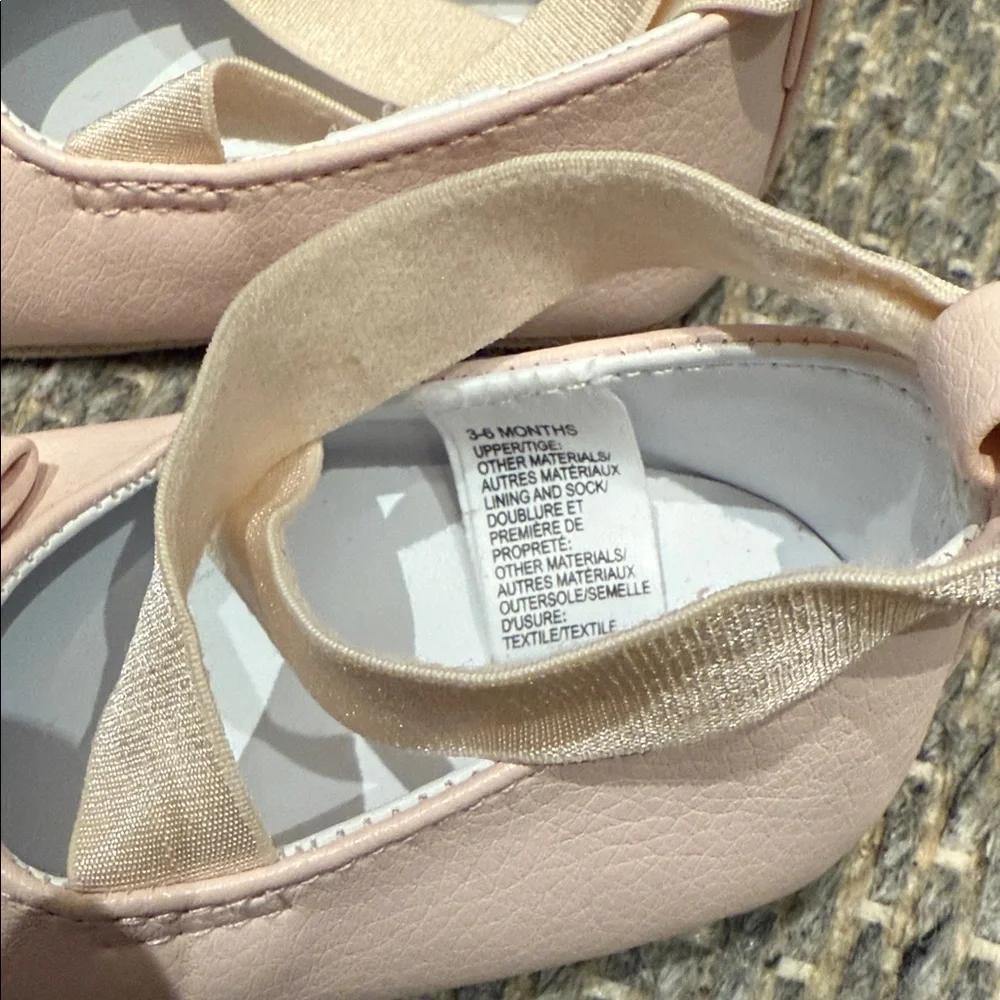 Janie and Jack Soft Pink Baby Ballet Crib Shoes 3-6 Months
